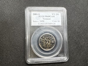 lot 43 image: 2001 S VT 25C PCGS PR69CAM