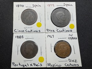 lot 75 image: Four Older Foreign Coins - Portugal, Spain, Mexico
