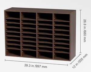 lot 35 image: VEVOR Literature Organizer, 36 Compartments Office Mailbox with Adjustable Shelves, Wooden Mailbox Sorter Medium Density Fiberboard Office Home Classroom Storage for Files, Documents, Papers etc.