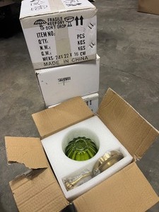 lot 72 image: Quantity 4 - Green glass and Brass Sconce lights