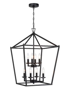 lot 73 image: Hukoro 8 -Light Matte Black Traditional Geometric Medium Hanging Pendant light