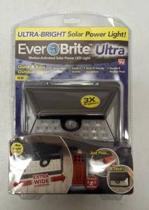 lot 10 image: Ever Brite Ultra   NEW  Motion-Activated Solar Powered LED Light