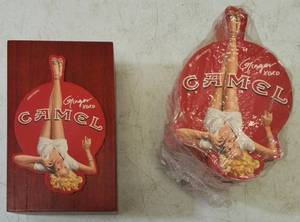 lot 97 image: (1) Cao Gold Cigar Box Converted to a Coaster Holder & Camel Ginger XOXO Coasters 2004 - Wrapped in Plastic (View Photos)