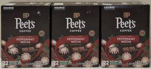 lot 99 image: Peets Coffee - Peppermint Mocha - 3 Boxes  22 K Cups Per Box