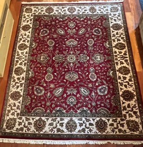 lot 67N image: Large Area Rug with Red Floral Pattern