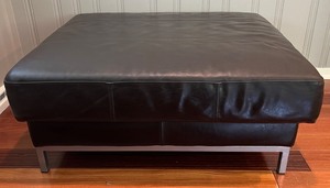 lot 68N image: SR - Brown Leather Ottoman with Chrome Legs