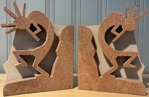 lot 71N image: SR - Pair of Southwestern Style Sandstone Kokopelli Bookends