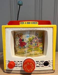 lot 75N image: SR - Vintage Fisher-Price Toys Peek-A-Boo Screen TV Music Box