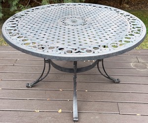 lot 77N image: Deck - Round Cast Aluminum Outdoor Patio Table, 4 ft Diameter