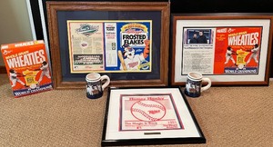 lot 115N image: LL- 1991 Minnesota Twins World Champions Memorabilia Collection with Framed Cereal Boxes and Homer Hanky
