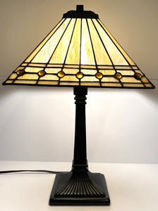lot 41H image: LL -Stained Glass Mission Style Table Lamp