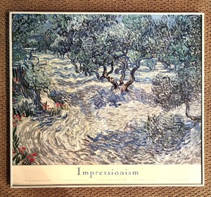 lot 42H image: LL - Impressionism Framed Art Poster Featuring Van Goghs Olive Trees