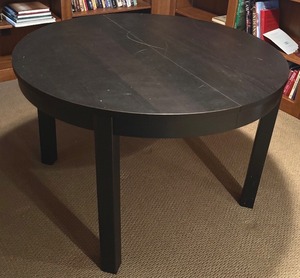lot 50H image: LL - IKEA Bjursta Extendable Round Black Dining Table