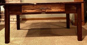 lot 53H image: LL - Vintage Fond du Lac Table Mfg Co Wooden Table with Drawer