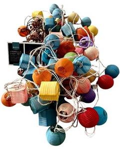 lot 163H image: LR - Set of Colorful Lantern-Style Umbrella Light Strings with Box