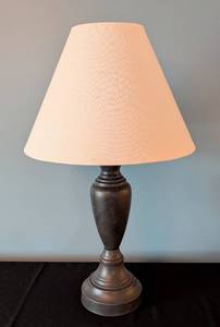 lot 83 image: LR - Bronze Table Lamp with Shade, 26 Inch Height