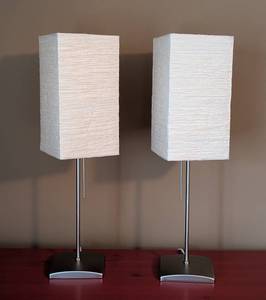 lot 86 image: UL - Pair of 22 Inch Modern Table Lamps with Textured Shades