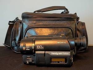 lot 135 image: LR - Sony Handycam Vision CCD-TRV16 Video8 XR Camcorder with Ambico Bag