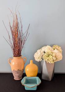 lot 170L image: ML - Ceramic Home Decor Set with Vases and Bowl, Including IKEA and Southern Living