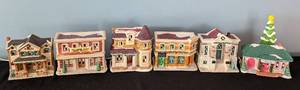 lot 177 image: SR - Set of 6 Its a Wonderful Life Christmas Village Houses