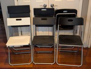 lot 181 image: ML - Set of 6 IKEA Folding Chairs Assorted Black and White