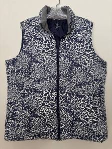 lot 195H image: LR - Lands End Blue and White Patterned Vest Size XLT