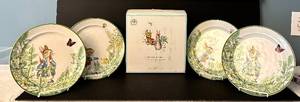 lot 199H image: LR - Set of 8 Pottery Barn Peter Rabbit Salad Plates with Original Box