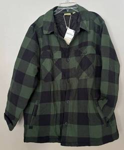 lot 209H image: LR - Adventure Ridge Mens Flannel Shirt Jacket Size L Green Black Plaid
