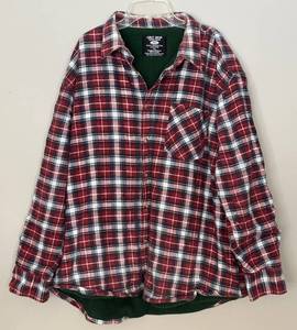 lot 214H image: LR - Grit Iron Workwear Heavy Construction Red Plaid Flannel Shirt 2XL