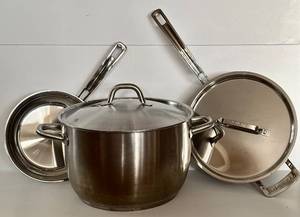 lot 231H image: K - IKEA 365 Stainless Steel Stock Pot and 3 Cuisinart Pans