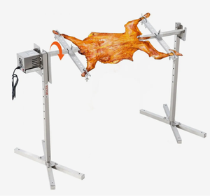 lot 14 image: VEVOR Electric BBQ Rotisserie Grill Kit, 46 Inch 132 lbs Capacity, Automatic 52W Motor Height Adjustable Universal Roaster Stand, Stainless Steel Grilling Kit, Spit Rod with Heat Shield for Pig Lamb