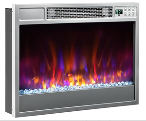 lot 16 image: COSTWAY Electric Fireplace Inserts 23-inch Wide, 1500W Recessed Fireplace Insert wRemote Control, 6 Flame Colors, 5 Brightness, 8H Timer, Overheat Protection, Infrared Heater for Indoor (Silver)