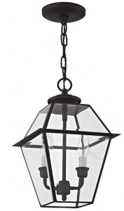 lot 55 image: Livex Lighting 2285-04 Westover 2-Light Outdoor Hanging Lantern, Black, 15.00x9.00x9.00 (USED, Maybe Missing Hardware)