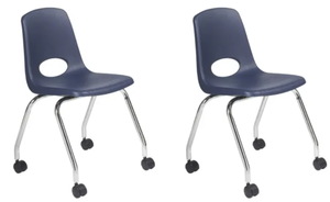 lot 56 image: 18 Navy Mobile Chair with Casters, 2-Pack