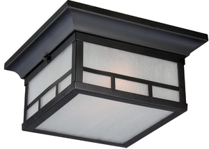 lot 57 image: Nuvo Lighting 605606 Drexel Flush 2 Light 60-watt A19 Outdoor Close to Ceiling Porch and Patio Lighting with Frosted Seed Glass, Stone Black
