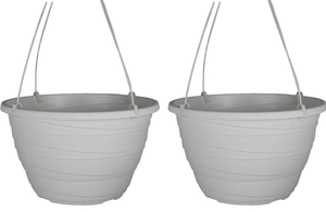 lot 103 image: The HC Companies Wrapt Hanging Planters, Lightweight UV-Resistant Plastic Hanging Planters for Indoor & Outdoor Plants, 2-Pack Hanging Flower Pots for Garden, Patio & Home Decor, White