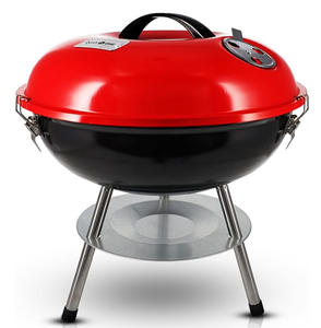 lot 113 image: Gas One  14-inch Portable Barbecue Grill with 3-Point Locking Lid for Heat Preservation  Dual Venting System  Small Charcoal Grill for Backyard, Camping, Boat (Maybe Missing Hardware)