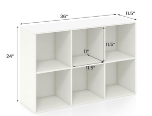 lot 401 image: Giantex 6-Cube Bookcase, 3-Tier Cubby Bookshelf, Horizontal Vertical Display Rack with Anti-Tipping Kits, Modern Storage Organizer Shelf Unit for Bedroom, Living Room, Study Room, White (Maybe Missing Hardware)