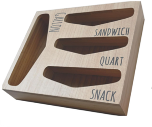 lot 412 image: Losvio Bag Storage Organizer for Kitchen Drawer, Wooden Farmhouse Style Bags Organizer, Compatible with Gallon, Quart, Sandwich and Snack Variety Size Bag (Natural)