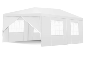 lot 415 image: TANGKULA Outdoor Tent 10x20, White Party Wedding Tent Canopy with Removable Sidewalls, Portable Canopy Shelter Tent Pavilion for Market, Outside Tents for Events, Backyard