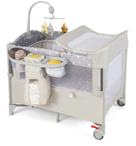 lot 418 image: Costway 5-in-1 Portable Baby Beside Bassinet with Diaper Changer (USED, Maybe Missing Hardware. Attempted To Assemble)