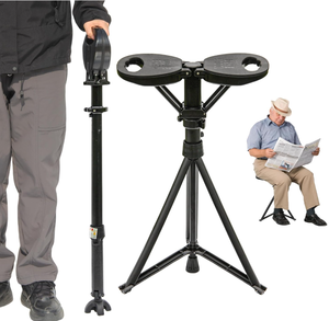lot 423 image: ALEVMOOM Walking Cane with Seat Folding Lightweight, 2-in-1 Cane Stool for Adults, Aluminum Walking Stick with Seat, Portable Stool for Senior, with Carry Bag