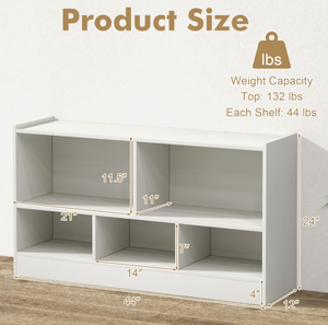 lot 19 image: Costway 2-Tier Kids Bookcase with Spacious Top & Raised Base Toy Organizer with 5 Compartments Light White (Slightly Used, Minor Transit Damage)