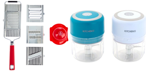 lot 430 image: LOT OF 2 Kitchen HQ 6-piece Stainless Multi Slicer Grater & Kitchen HQ 2-pack USB Mini Choppers