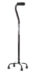 lot 435 image: Medline Aluminum Quad Cane with Small Base Offset Handle 300lbs Black 1Ct