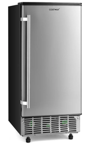 lot 1 image: Costway 80Lbs24H Commercial External Lab Ice Maker Free-Standing Under Counter Ice Machine with LED Light and 24H Timer