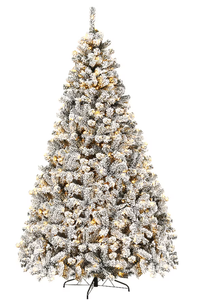 lot 5 image: Costway 9-ft Pre-lit Flocked White Artificial Christmas Tree with White LED Lights