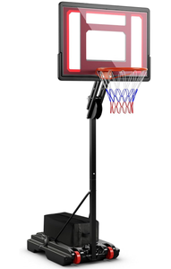 lot 31 image: Goplus Portable Basketball Hoop Outdoor, 5FT-10FT Height Adjustable Basketball Stand System with Shatterproof Backboard, Weighted Bag, Indoor Outside Court Basketball Goal for Kids Youth
