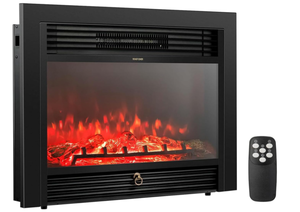 lot 34 image: COSTWAY Electric Fireplace Inserts 28.5-inch Wide, 750W1500W Wall Recessed and Freestanding Fireplace with 3 Flame Colors, 5 Brightness Settings, 8H Timer, Remote Control, Heater for Indoor Use