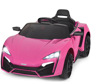 lot 38 image: Costway 12V Kids Ride On Car 2.4G RC Electric Vehicle w Lights MP3 Openable Doors Pink (Slightly Used)